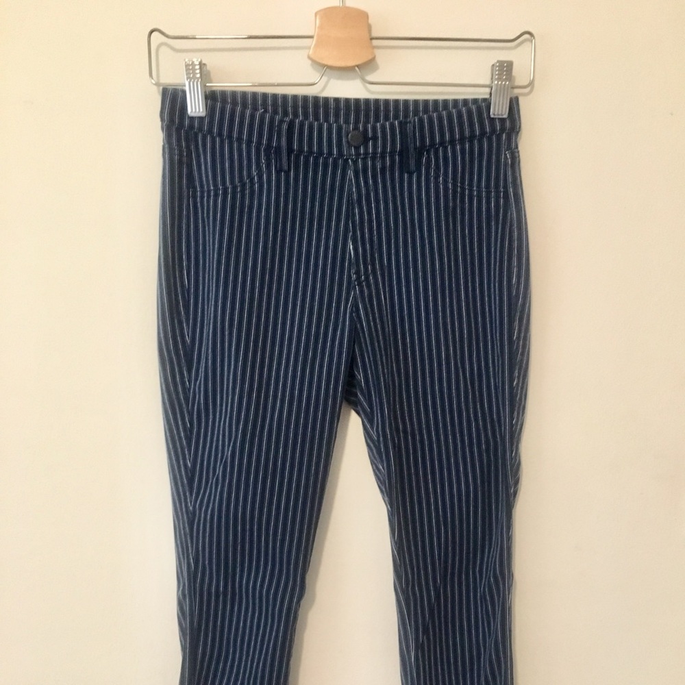 Blue striped skinny jeans